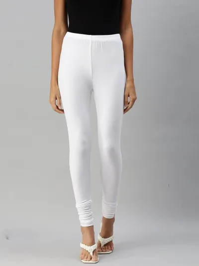 Cotton Lycra   Prisma Bottle Green Churidar Leggings.
